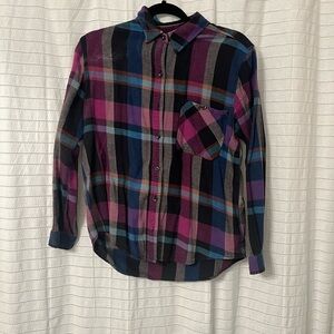 Vibrant Plaid Button-Down Shirt